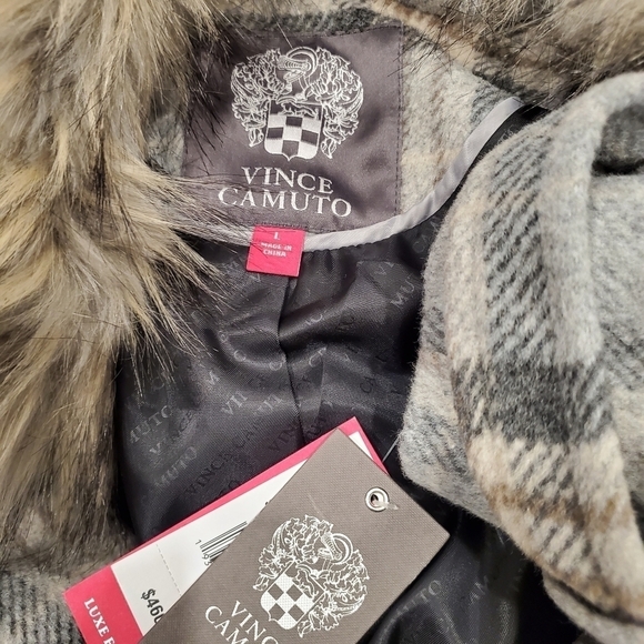 NEW Vince Camuto Belted Gray Plaid Maxi Coat - Picture 5 of 5